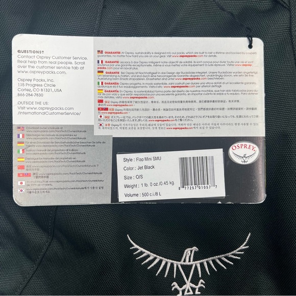 NWT Osprey Backwoods Flap Mini SMU Messenger Bag Black Crossbody Travel Unisex - Picture 4 of 13